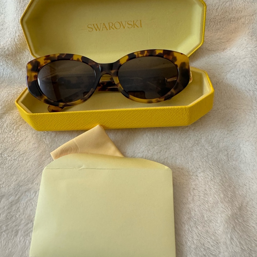 Swarovski Yellow Crystal Sunglasses with Tortoise Frames